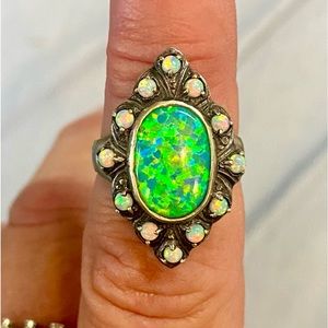 Vintage sterling silver fire opal ring